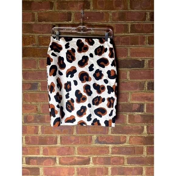 TALBOTS Ecru,Tan Abstract Animal Print Pencil Skirt - Picture 2 of 7